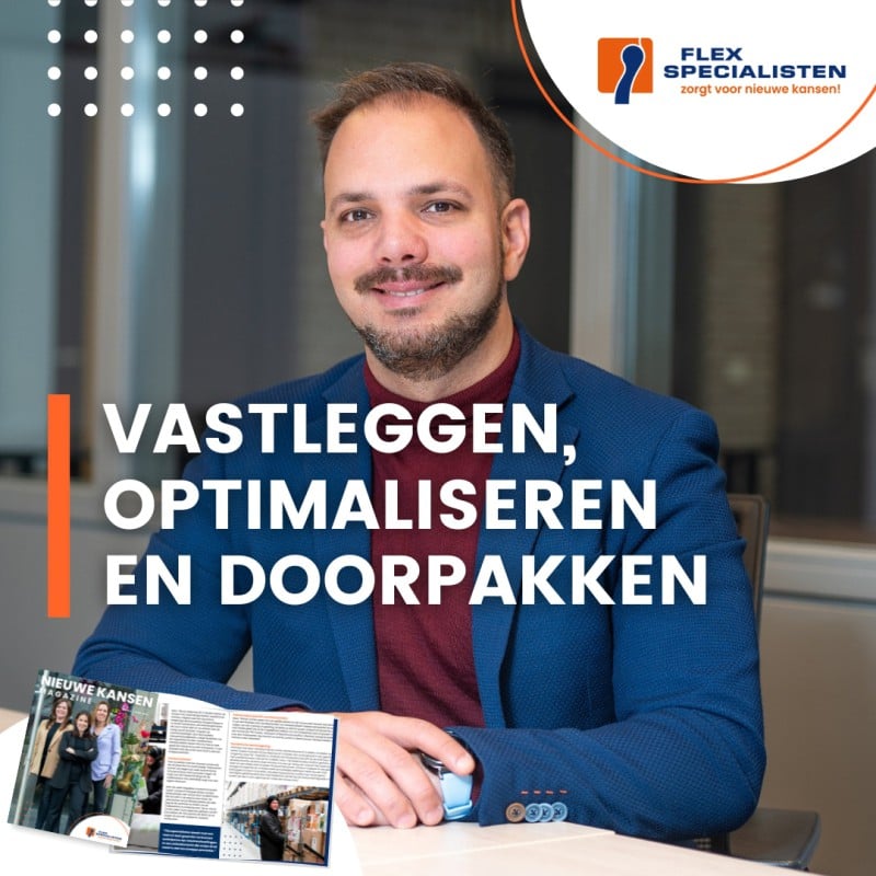 Flexspecialisten groeit met Manager Procesbeheer Alex. Ontdek onze focus op efficiënte processen, bewustwording en nieuwe werkwijzen. 